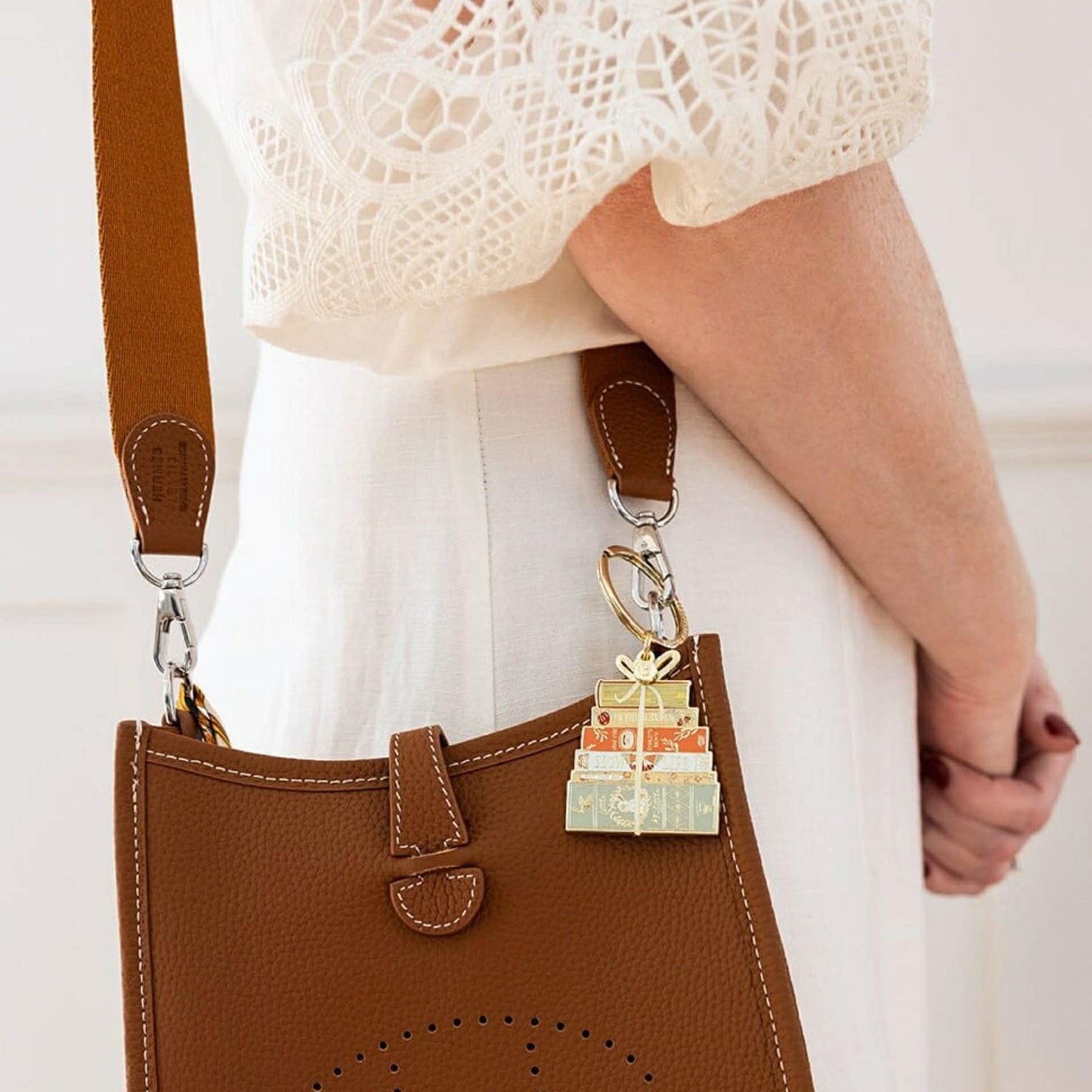 BESPOKE LETTERPRESS - Book Stack - Enamel Key Ring