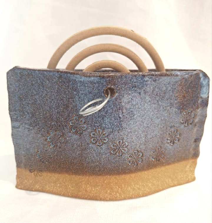 EARTH BY HAND- Mosquito Coil Holders- Blue with Embossed Flowers