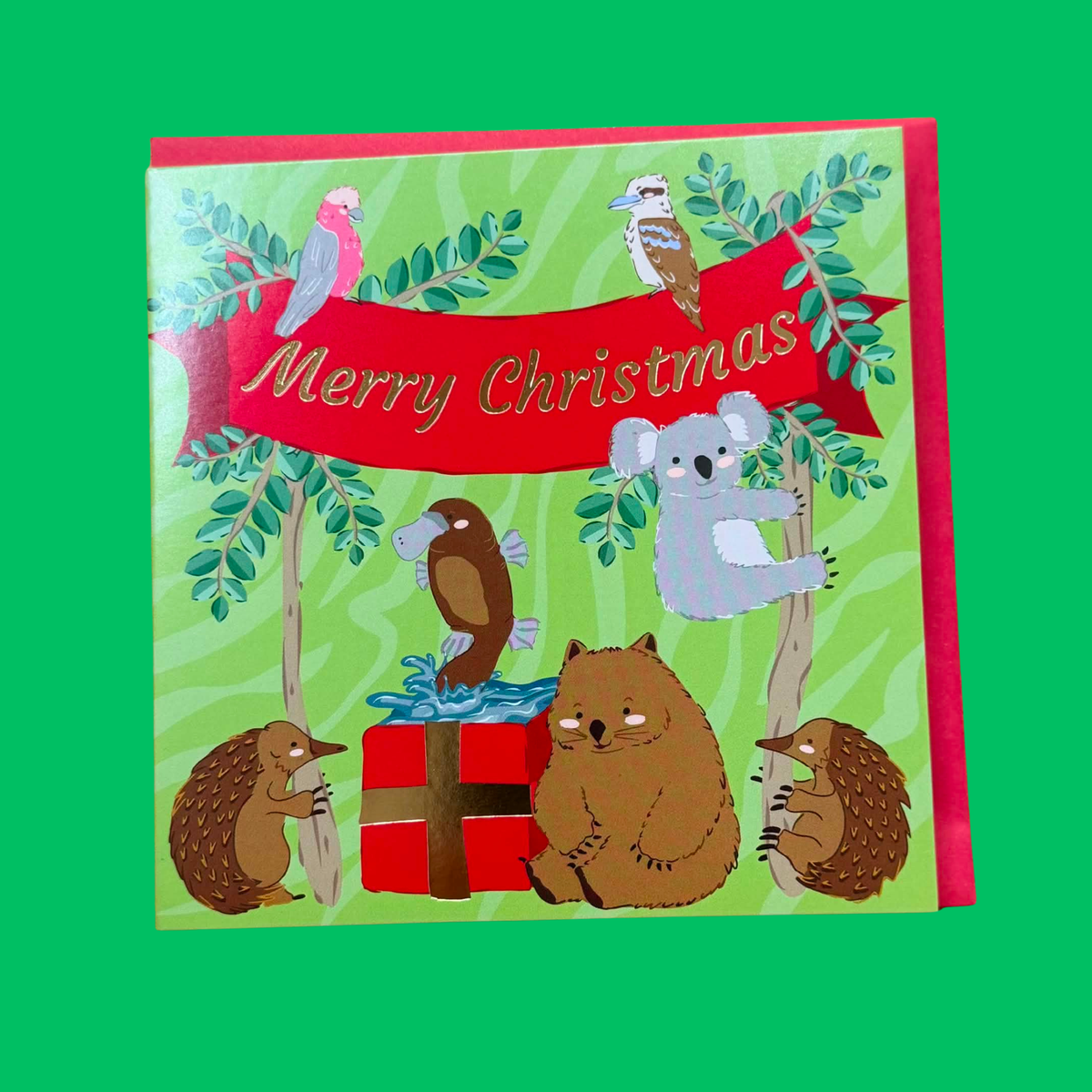 CANDLEBARK CREATIONS - "Merry Mates" Australiana Christmas- Single Card