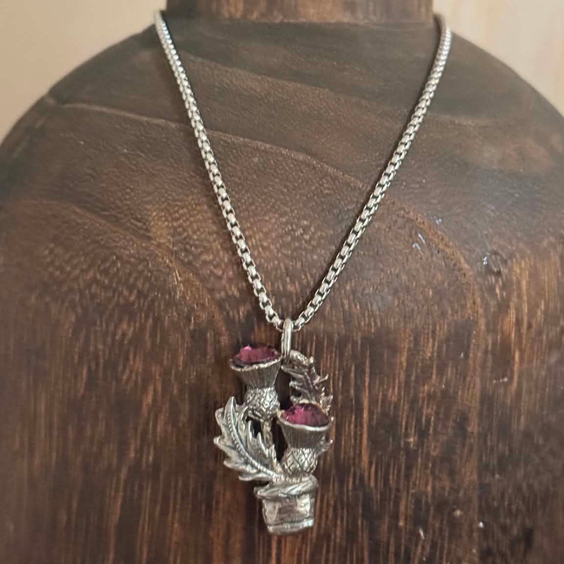 MOLLY MADE- Vintage Kilt Pin Thistle Pendant Necklace
