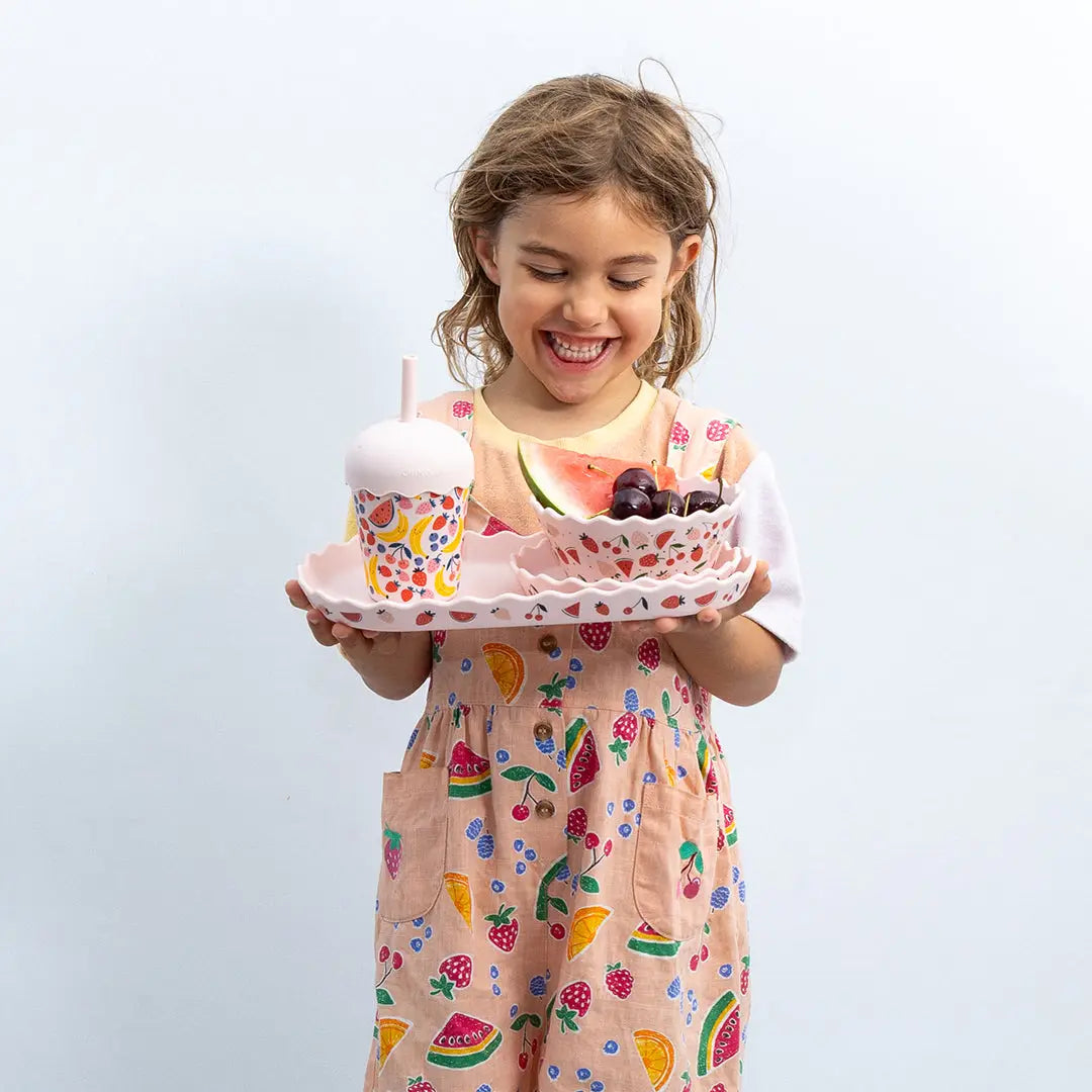 CHINO CLUB- Kids Mini Smoothie Cup & Straw- Fruits Pink