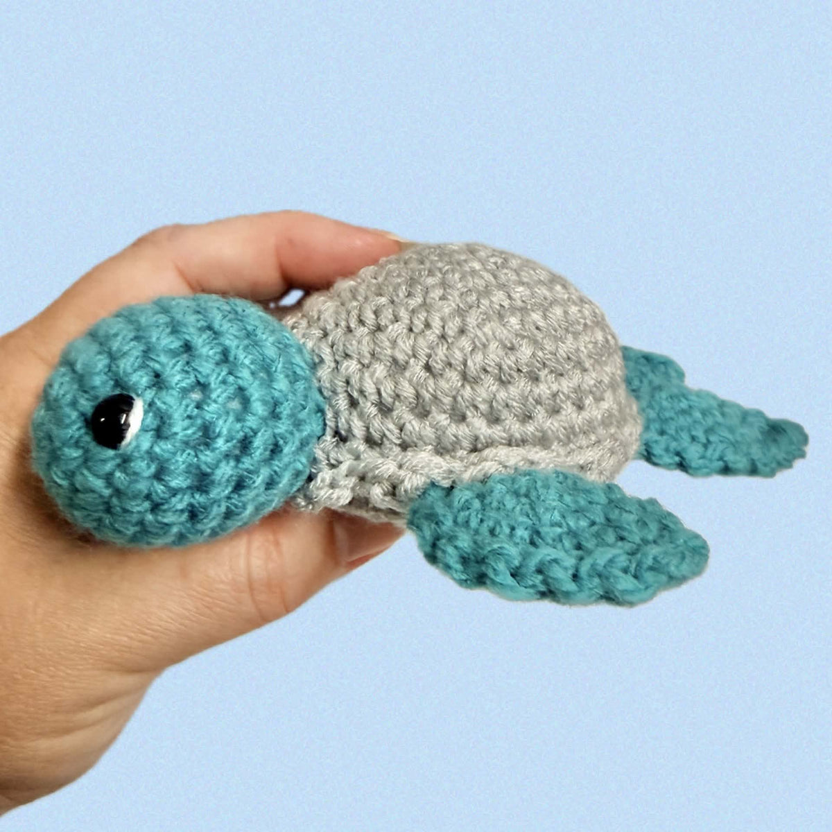 BEAKNITS-Crocheted Turtle - Grey Shell (sage)