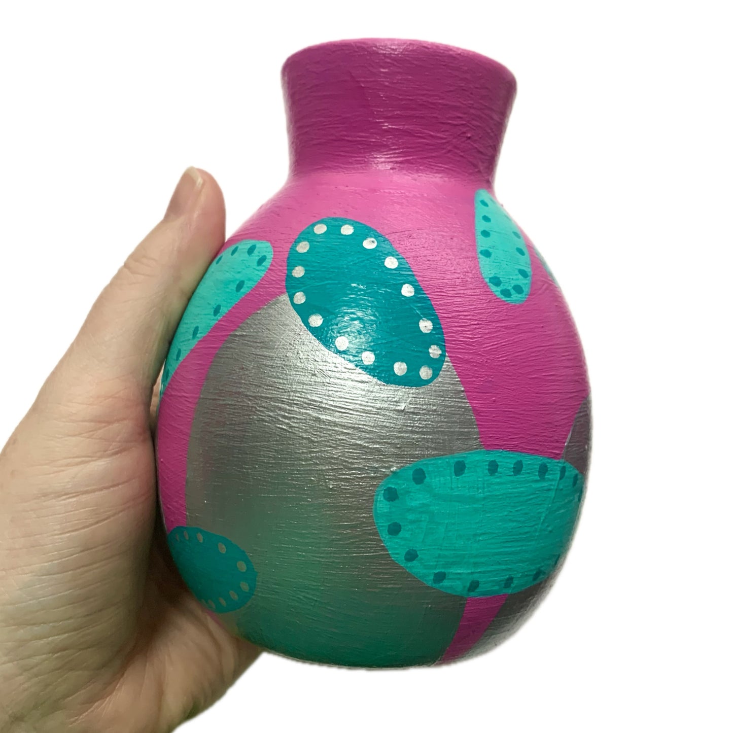 THIS BIRD HAS FLOWN - Small Elipse Vase- Teal & Purple- Decorative Only