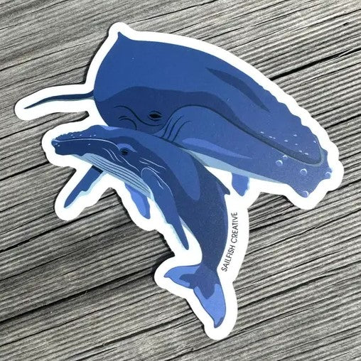 SAILFISH CREATIVE- "Humpback Whale & Calf" Vinyl Sticker