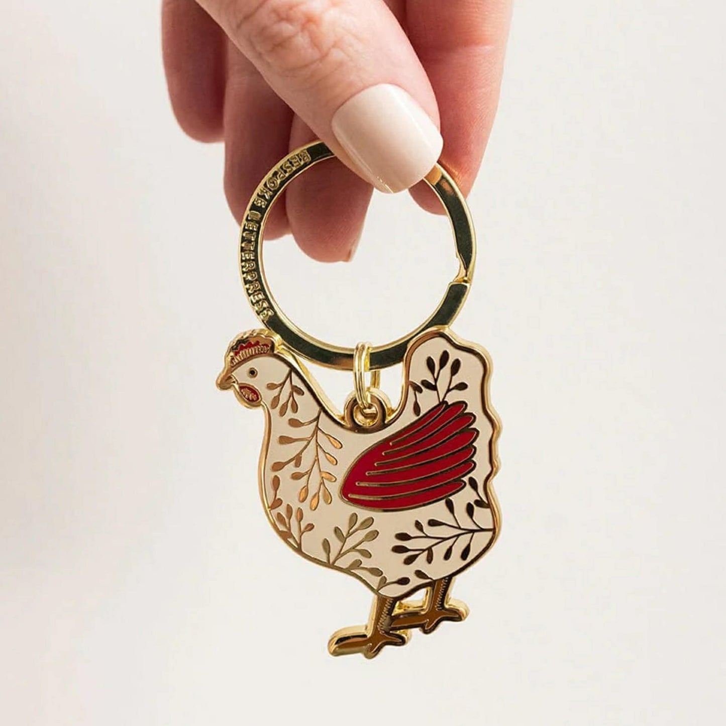 BESPOKE LETTERPRESS - Chicken - Enamel Key Ring