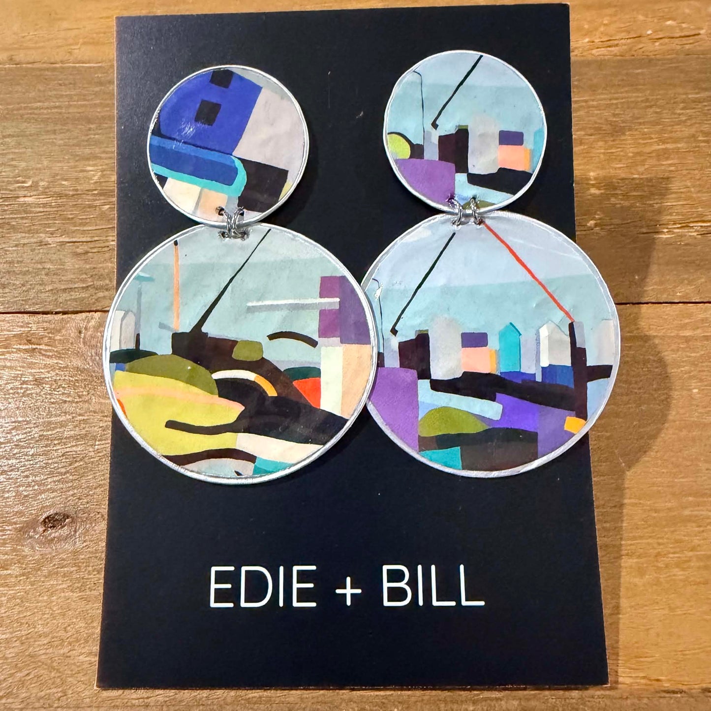 EDIE & BILL- SMOKY MEGA DROP- Recycled Coffee Pod & Magazine Earrings