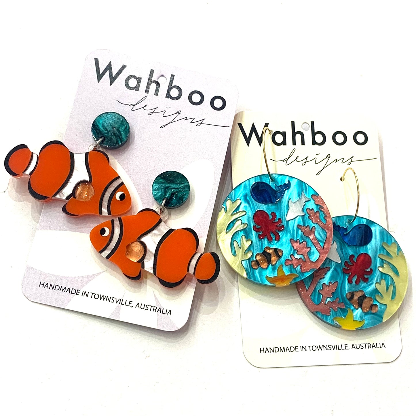 WAHBOO- Clown Fish Stud Dangle Earrings