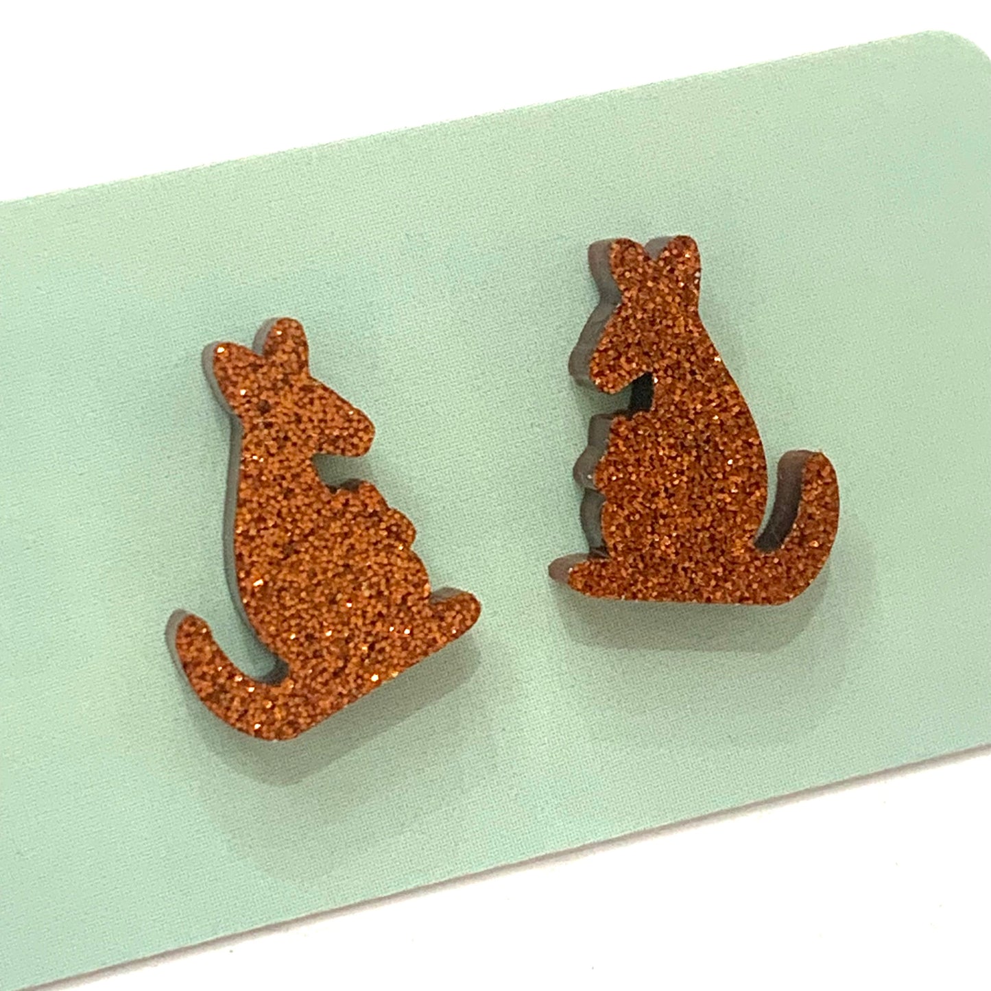 MAKIN' WHOOPEE - Little Aussies- "Kangaroo" Stud Earrings - Gingerbread Glitter