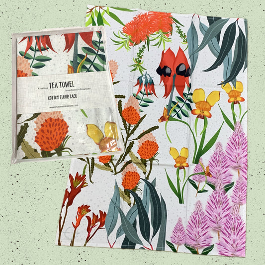 ESZTER'S CREATIONS - " Australian Wildflower"- Tea Towel