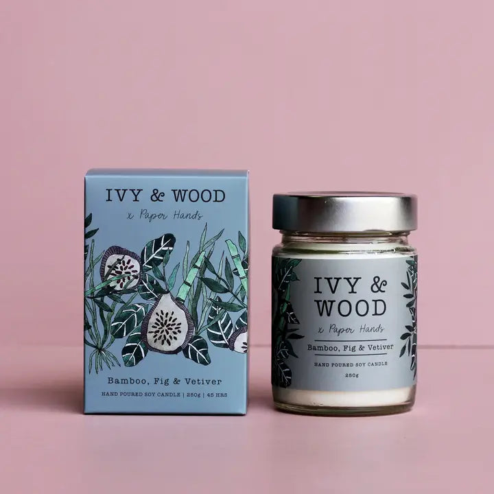 IVY & WOOD - Bamboo, Fig & Vetiver Scented Candle 'Botanical' Collection