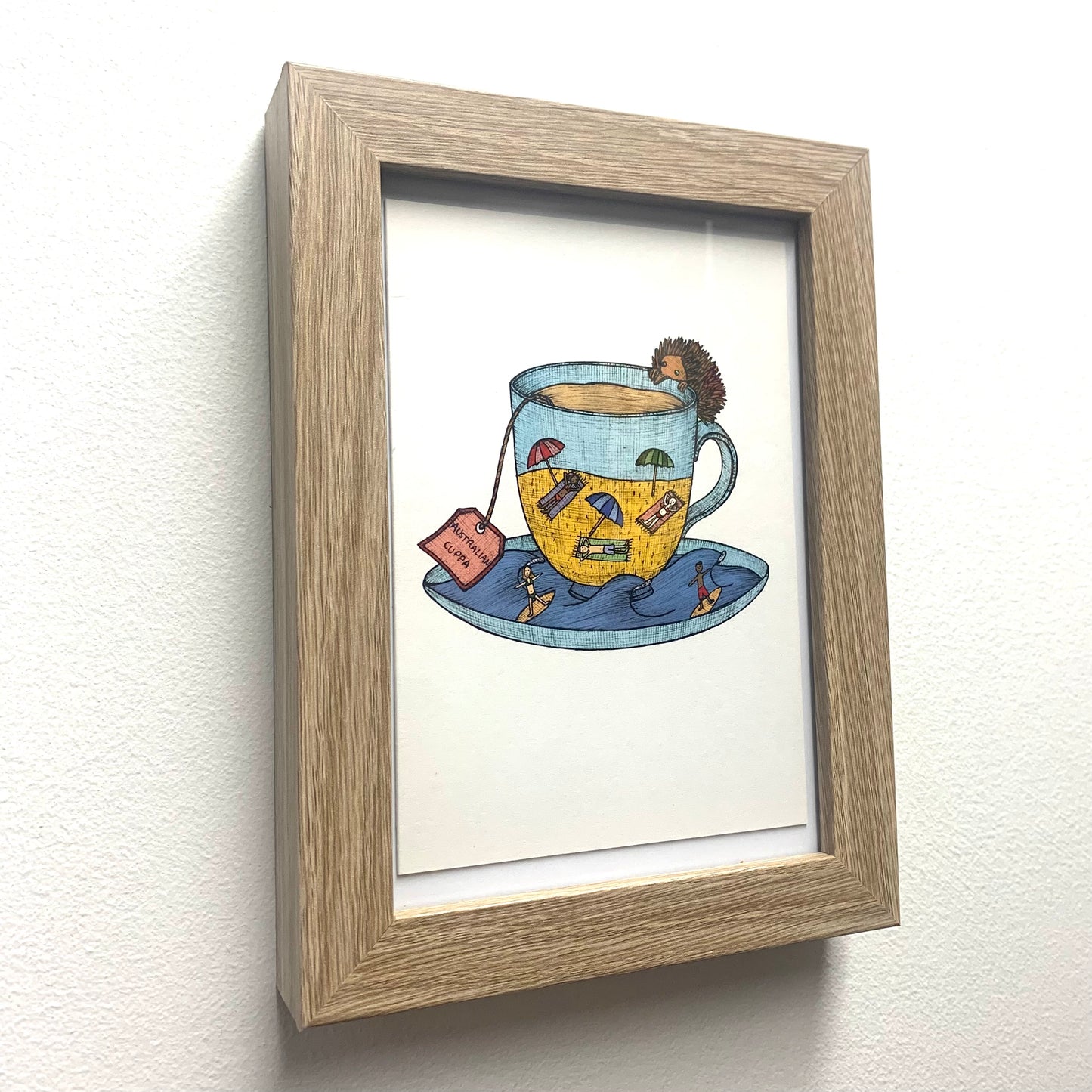 THE NONSENSE MAKER- Framed "Australian Cuppa- Beach" Print