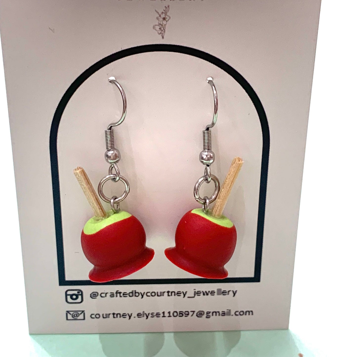 CRAFTED BY COURTNEY- Handmade Toffee Apple- Polymer Clay Earrings