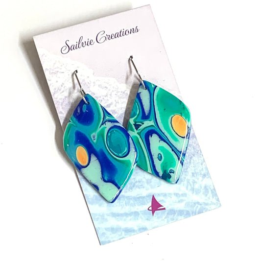 Sailvie Creations - Ocean Diamond Hook Dangle Earrings