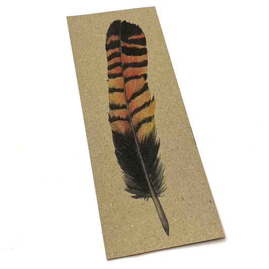 Shanna Trees Creations- "Cockatoo Feather: Red & Yellow" Bookmark- Natural Paper