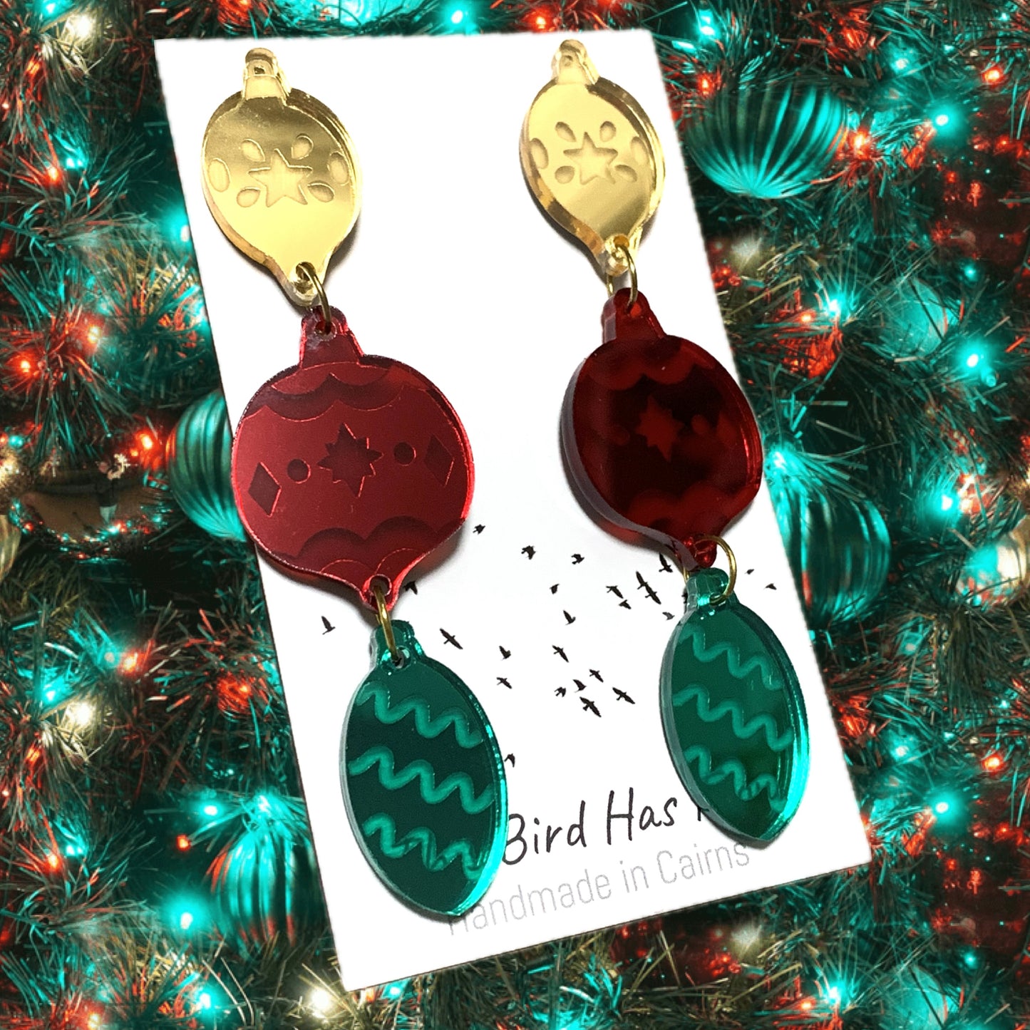 THIS BIRD HAS FLOWN - “BEAUTIFUL BAUBLES” CHRISTMAS 3 PIECE DANGLES
