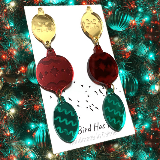 THIS BIRD HAS FLOWN - “BEAUTIFUL BAUBLES” CHRISTMAS 3 PIECE DANGLES