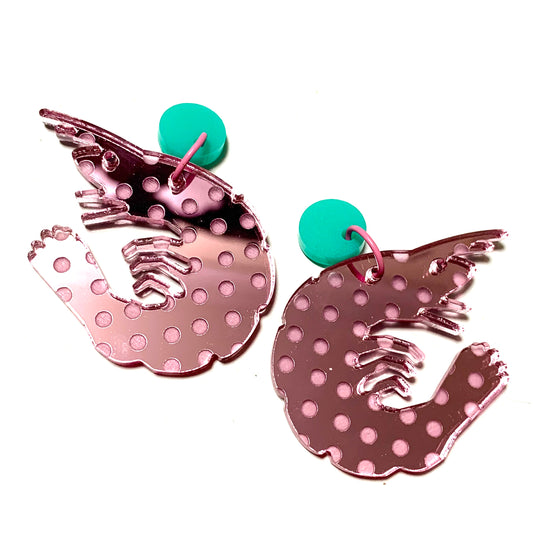 MAKIN' WHOOPEE - Spotty Pink Prawn- Stud Dangles
