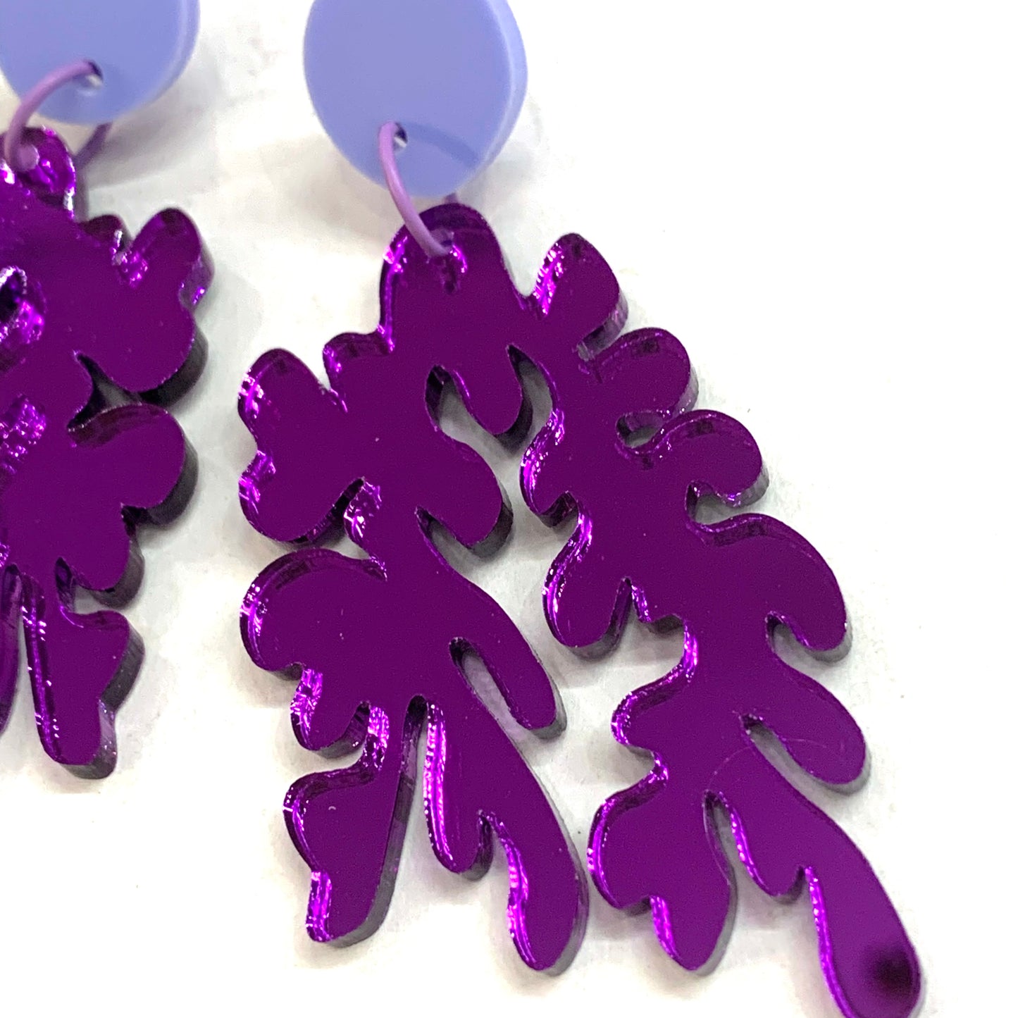 MAKIN' WHOOPEE - Mirror Purple Anemone- Ocean Collection Hoop Dangles