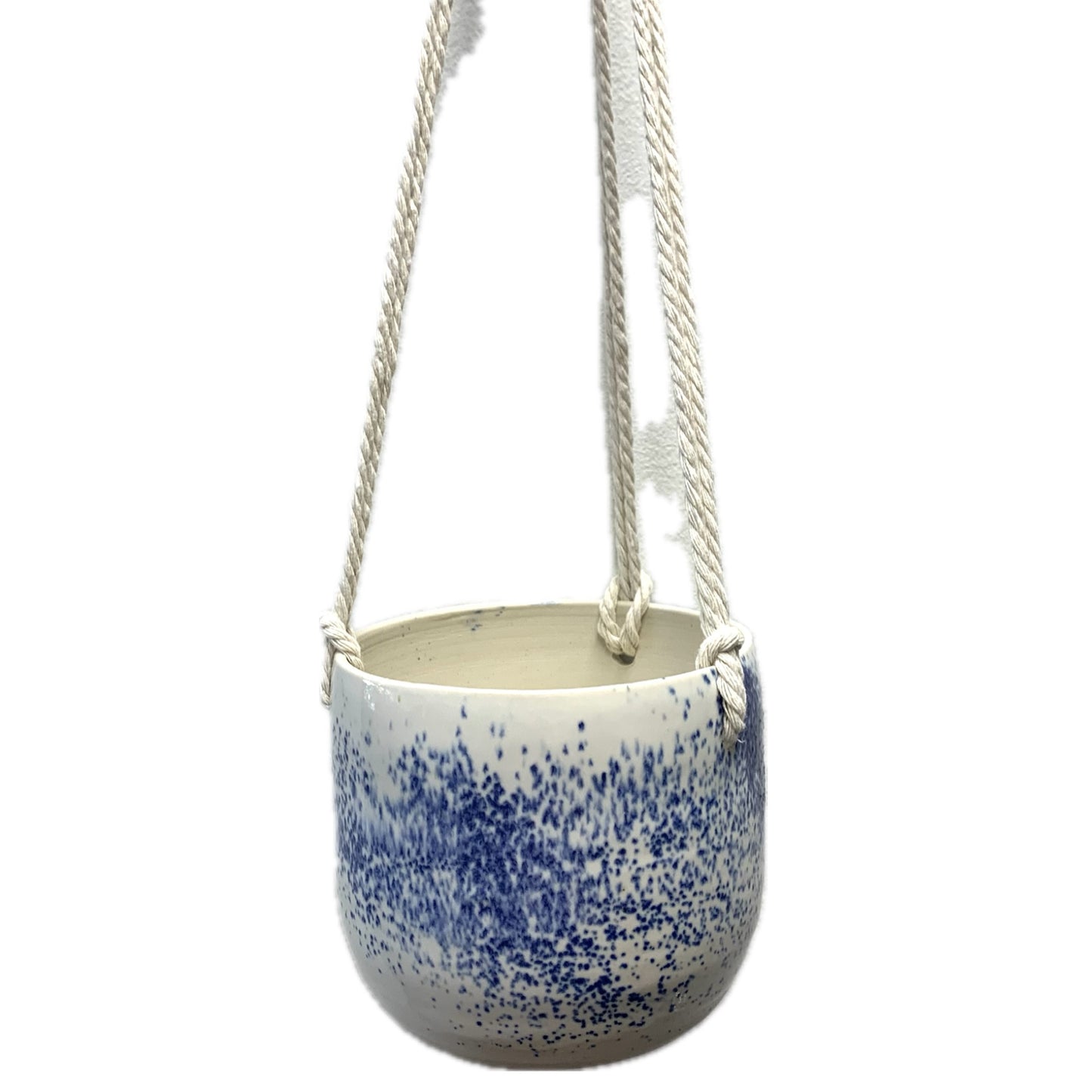 EARTH BY HAND- Blue & White Hanging Planter- #2