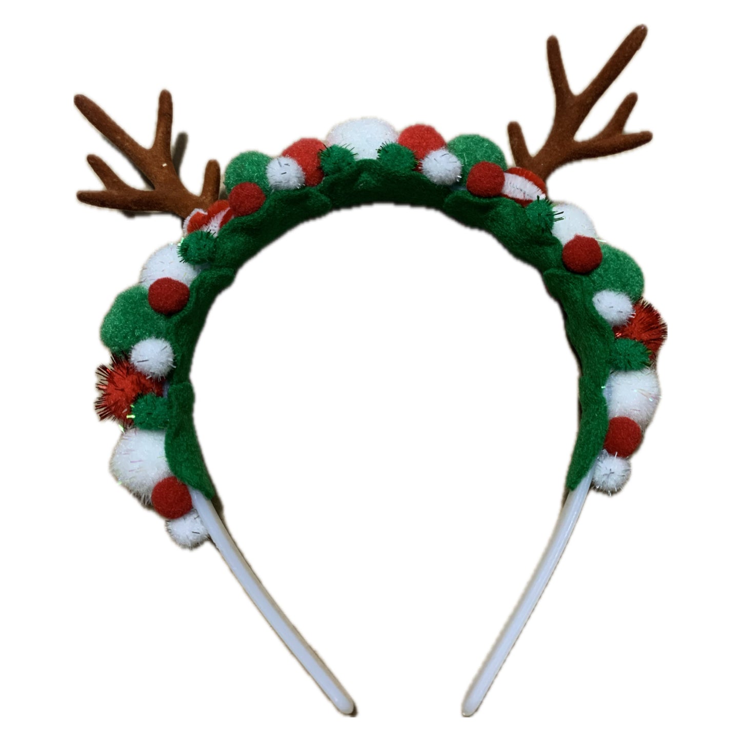 THIS BIRD HAS FLOWN- "RED, WHITE & DARK GREEN ANTLER HEADBAND" MEDIUM CHRISTMAS HEADBAND