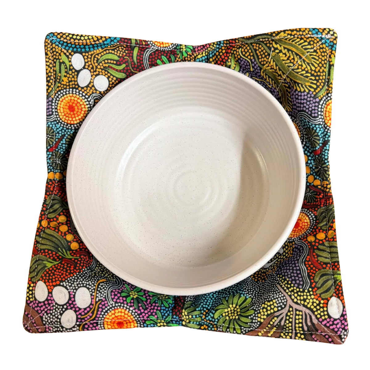 OH SEW ROSY: Bowl Cosies- Budgerigar Dreaming (Warlukurlangu Fabric)