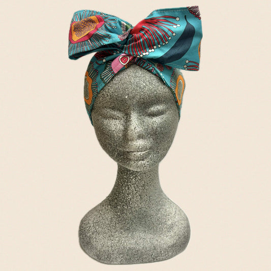 OH SEW ROSY: WIRE HEADBAND - Turquoise Natives (Jocelyn Proust Fabric)