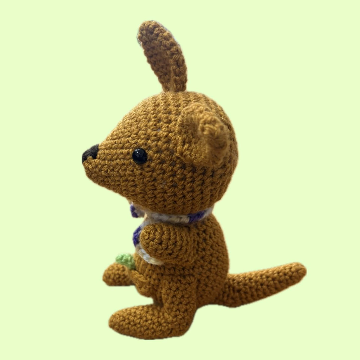BEAKNITS- Crochet Kangaroo- Purple Flower Bow with Gum Leaf