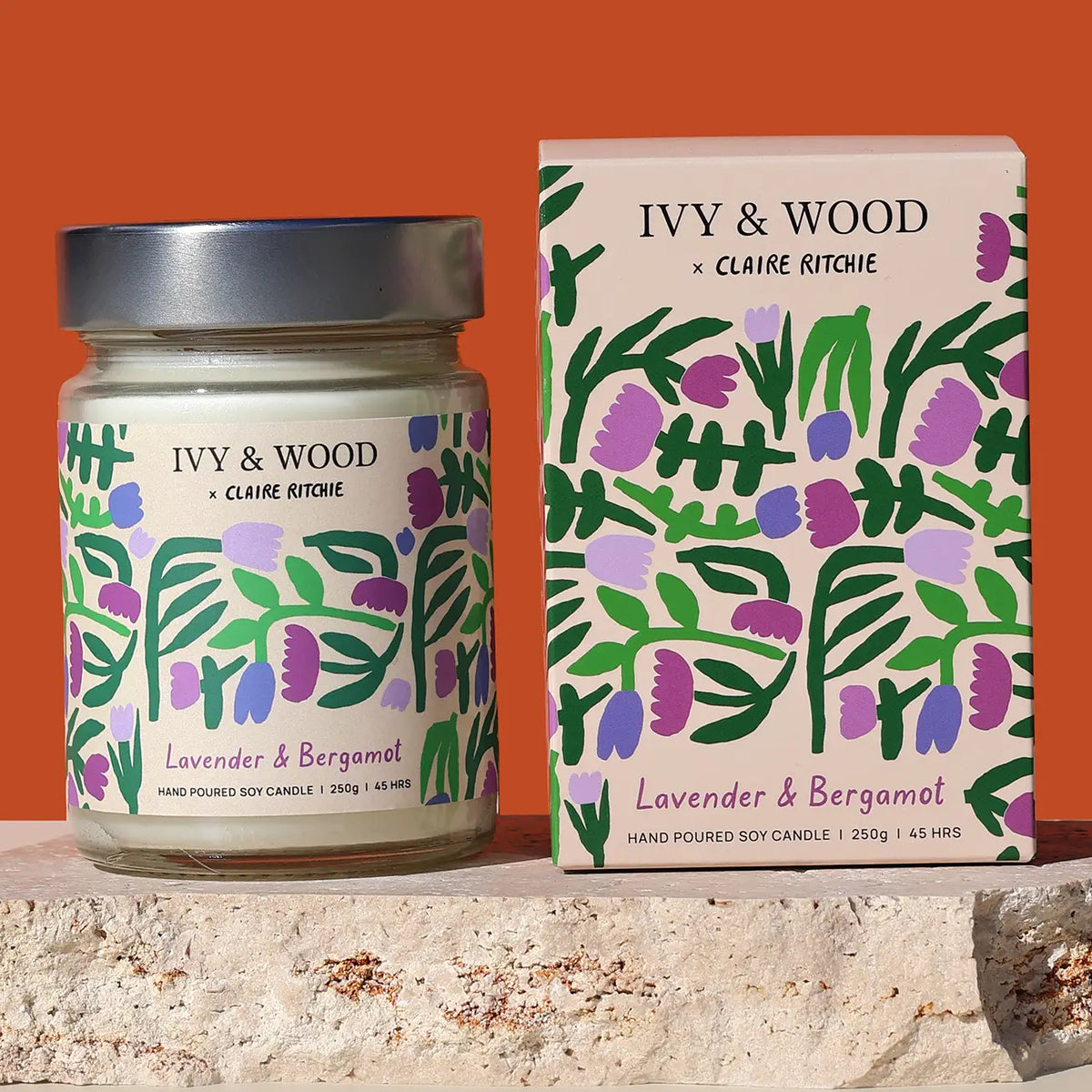 IVY & WOOD - Lavender & Bergamot Soy Candle - Bloom X Claire Ritche Limited Edition