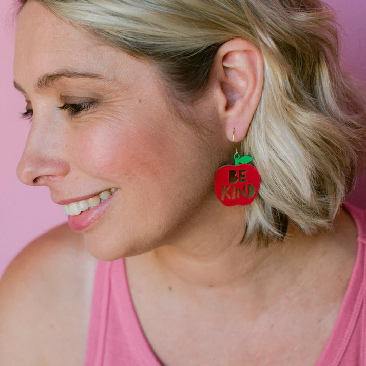 DENZ & CO - Midi Be Kind Apple earrings in Red/Green - DANGLE EARRINGS