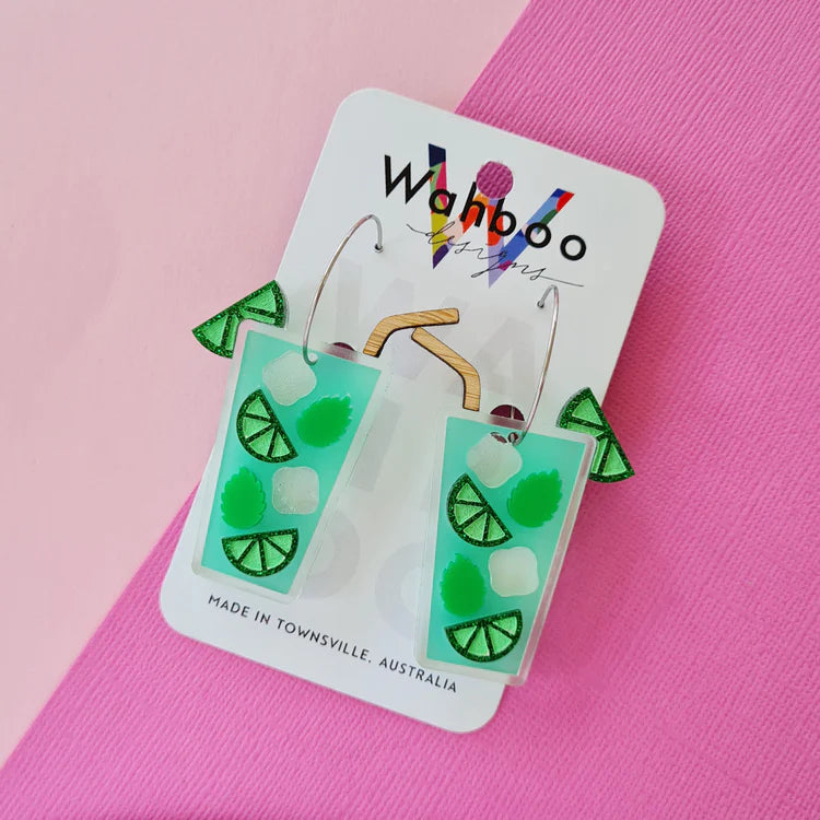 WAHBOO- Mojito Hoop Dangle Earrings
