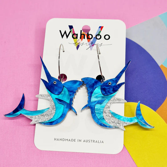 WAHBOO- Marlin Hoop Dangle Earrings