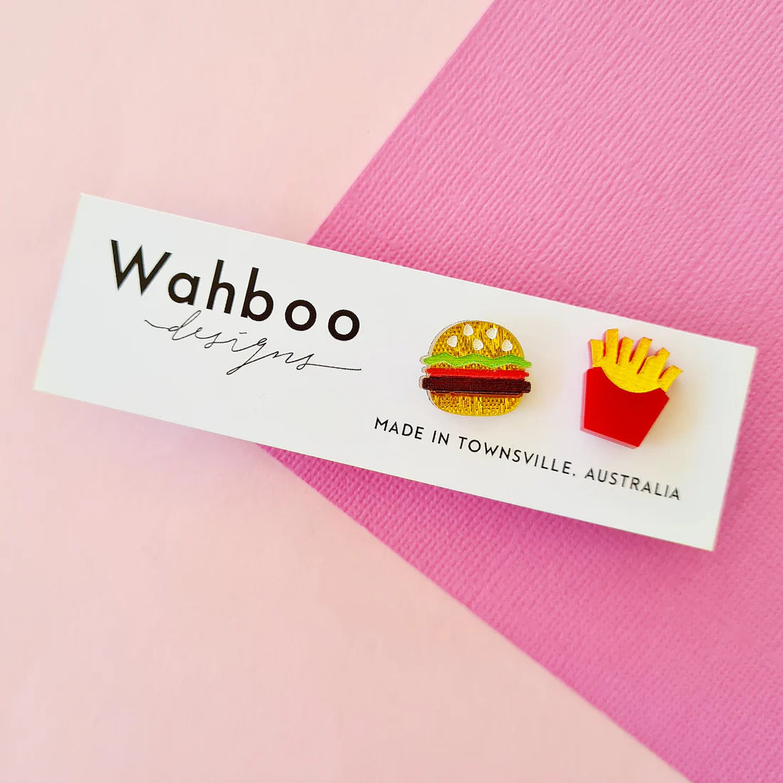 WAHBOO- Burger and Fries Stud Earrings
