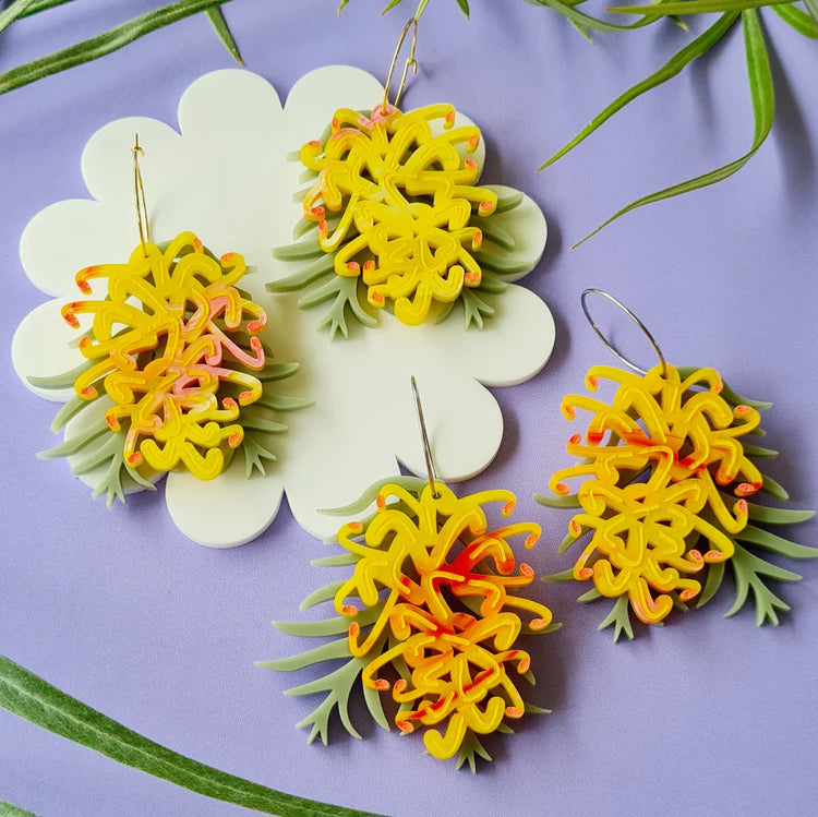 WAHBOO- Grevillea Hoop Dangle Earrings