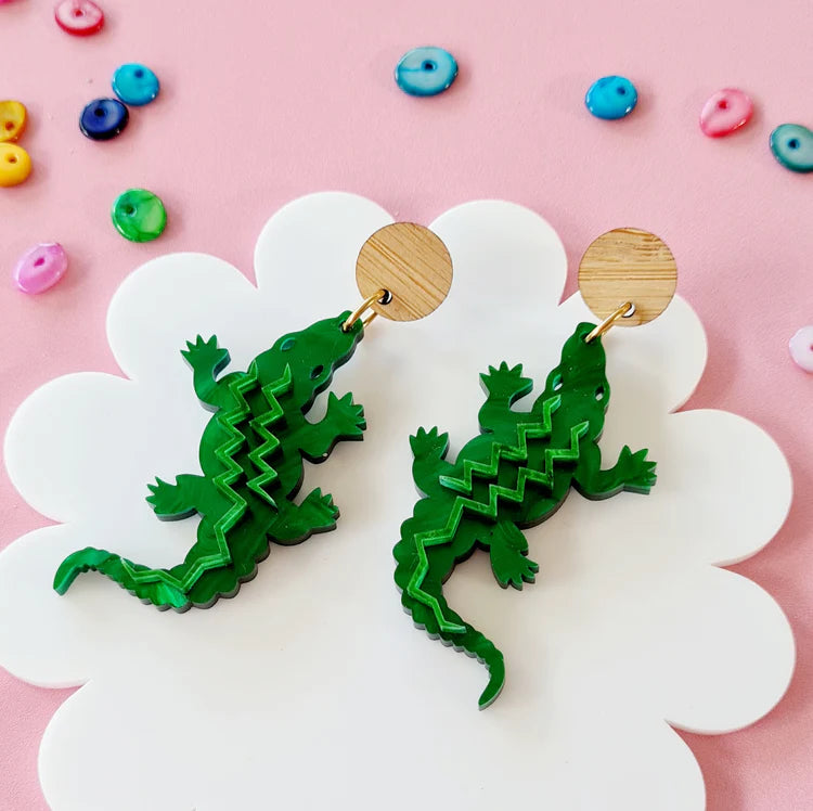 WAHBOO- Crocodile Stud Dangle Earrings