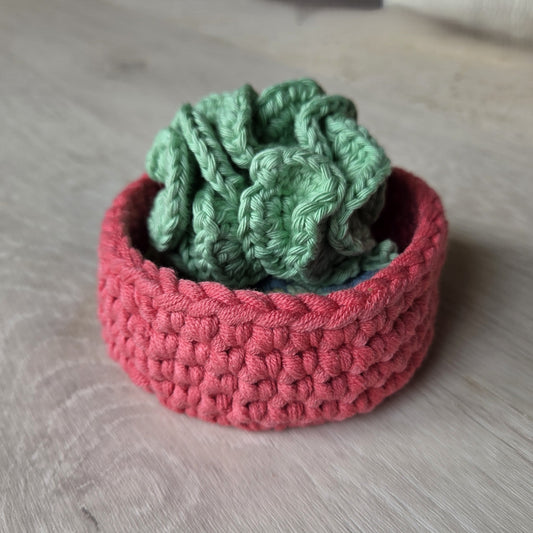 FIBRESCAPE - Make up Removers and Body Scrubber set Pink basket