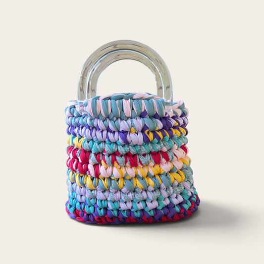 FIBRESCAPE - T-Shirt Yarn Bag With Hard Handles Colourful Small
