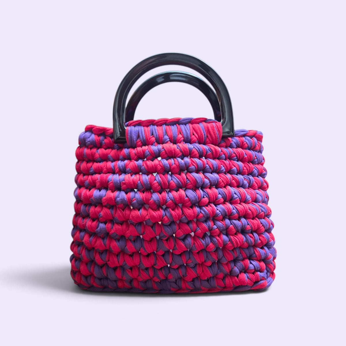 FIBRESCAPE - T-Shirt Yarn Bag With Hard Handles Purple and Red