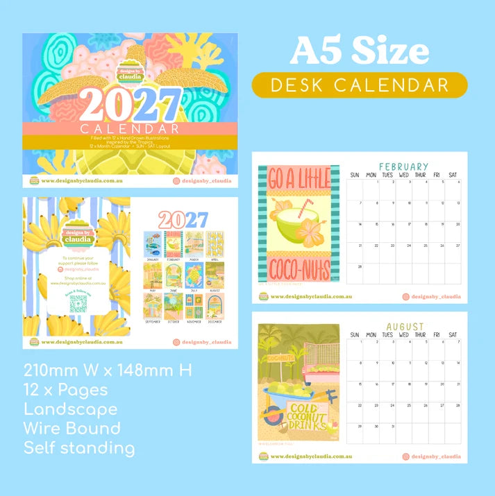 DESIGNS BY CLAUDIA - 2027 A3 WALL CALENDAR