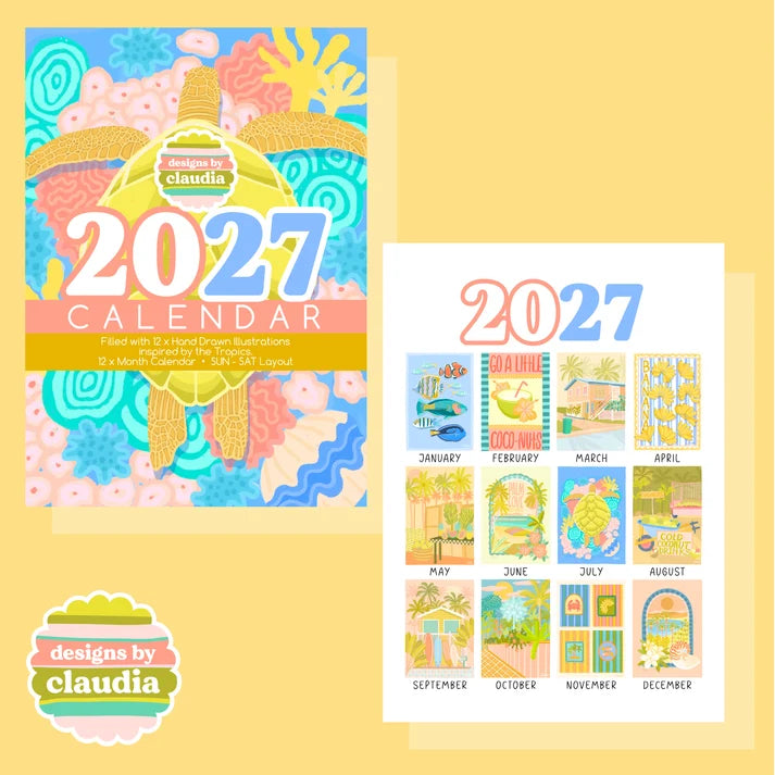 DESIGNS BY CLAUDIA - 2027 A3 WALL CALENDAR