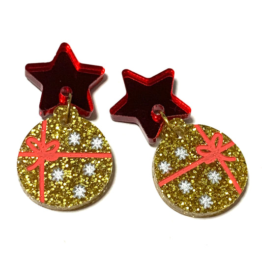 MAKIN' WHOOPEE - “Little Gold Bauble” CHRISTMAS STAR STUD DANGLES