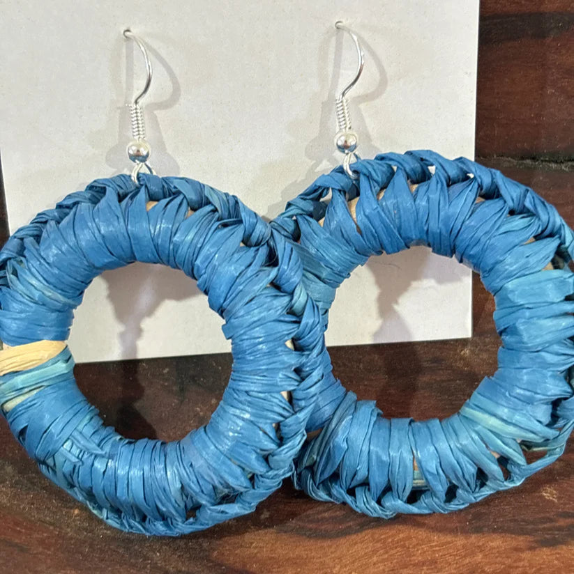 WEAVED BY ME - Indigenous Woven Biggies Hoop Earrings- Blue