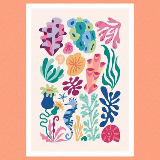 3 BIRDIES STUDIO- "Modern Coral" A4 Art Print