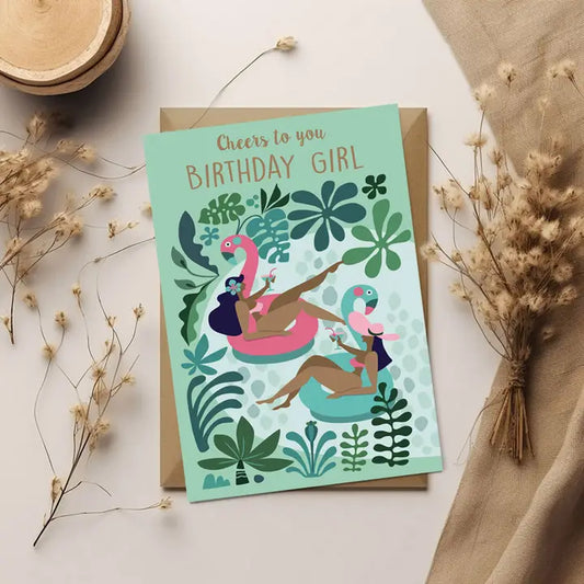 3 BIRDIES STUDIO- "Birthday Girl"- Greeting Card