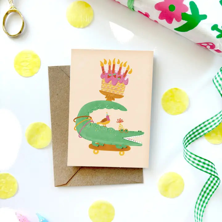 LAUREN SISSON STUDIO- "Crocodile" Mini Birthday Card