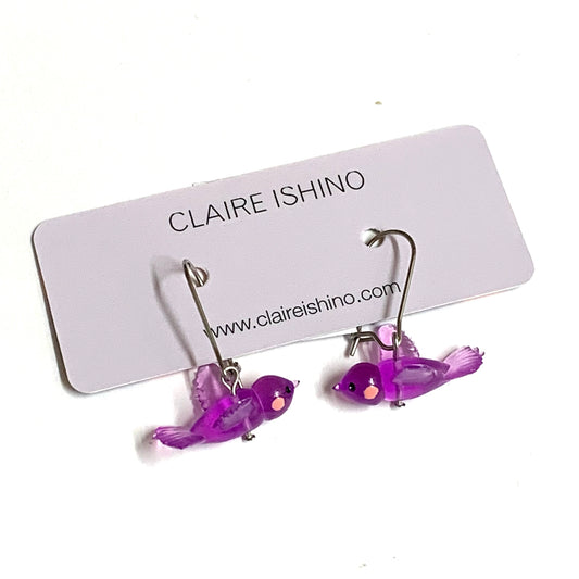 CLAIRE ISHINO- Lucky Bird Earrings - Lovely Lilac