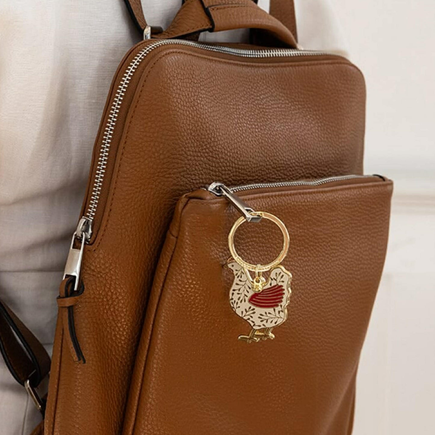 BESPOKE LETTERPRESS - Chicken - Enamel Key Ring