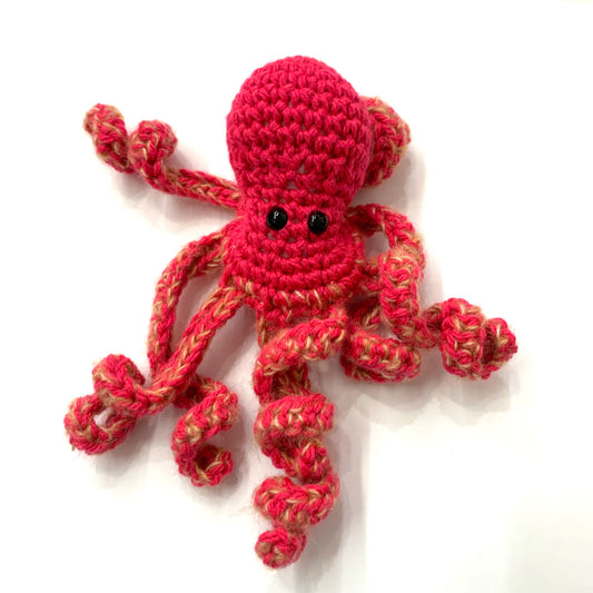 BEAKNITS- Cherry Red & Natural - CROCHETED OCTOPUS