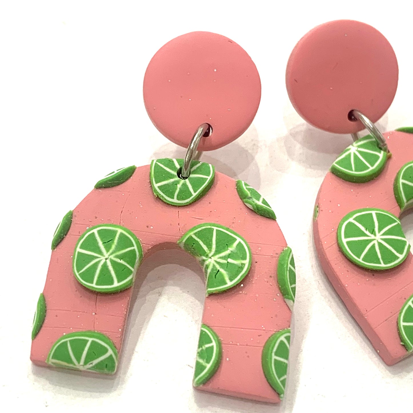 CRAFTED BY COURTNEY- Circle & Arch Dangles- Pink & Limes