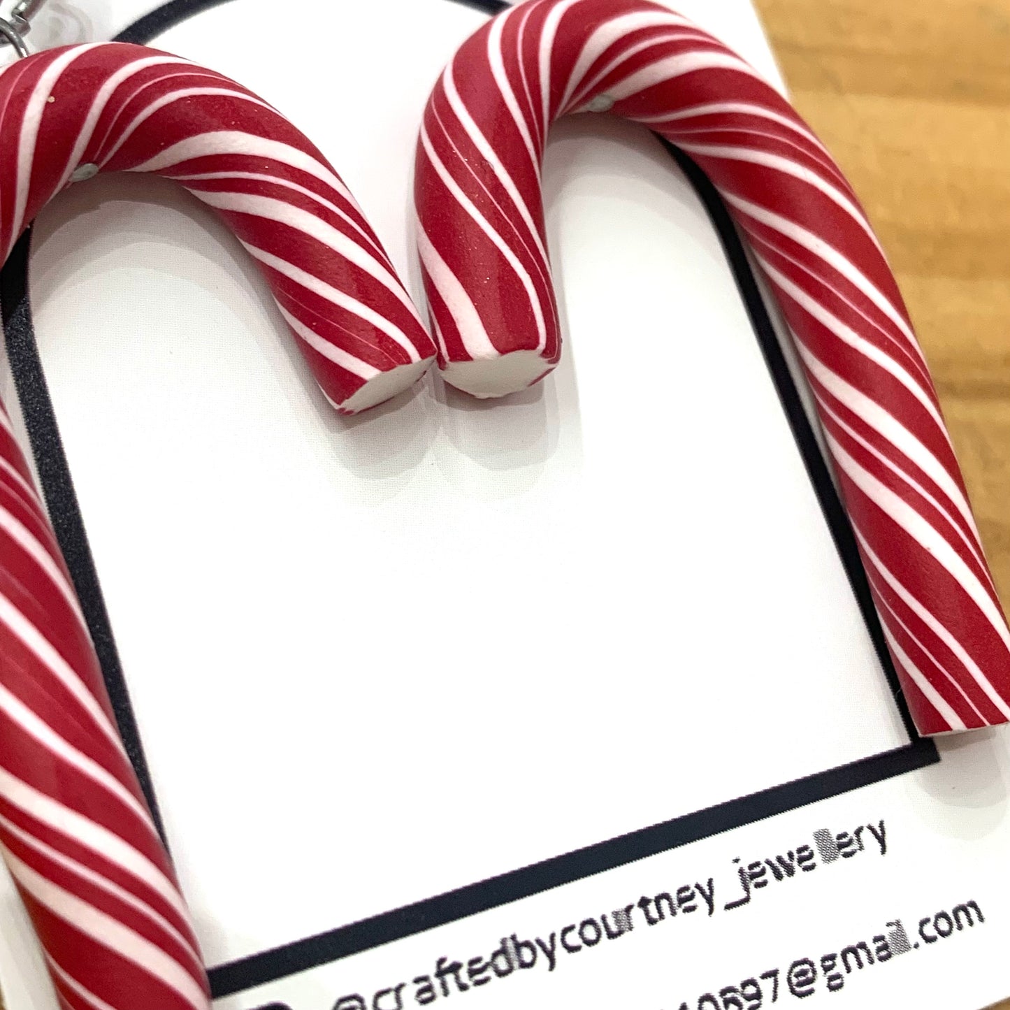 CRAFTED BY COURTNEY- "Jumbo Red Candy Canes"- Christmas Hook Dangles