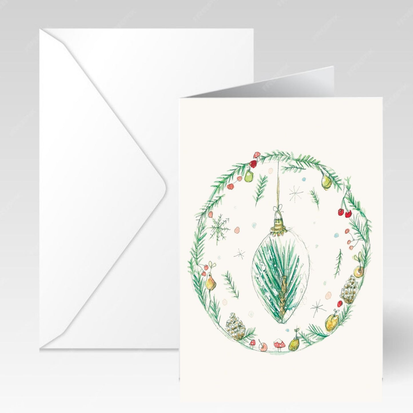 NUOVO - "PINE BAUBLE" CHRISTMAS GREETING CARD